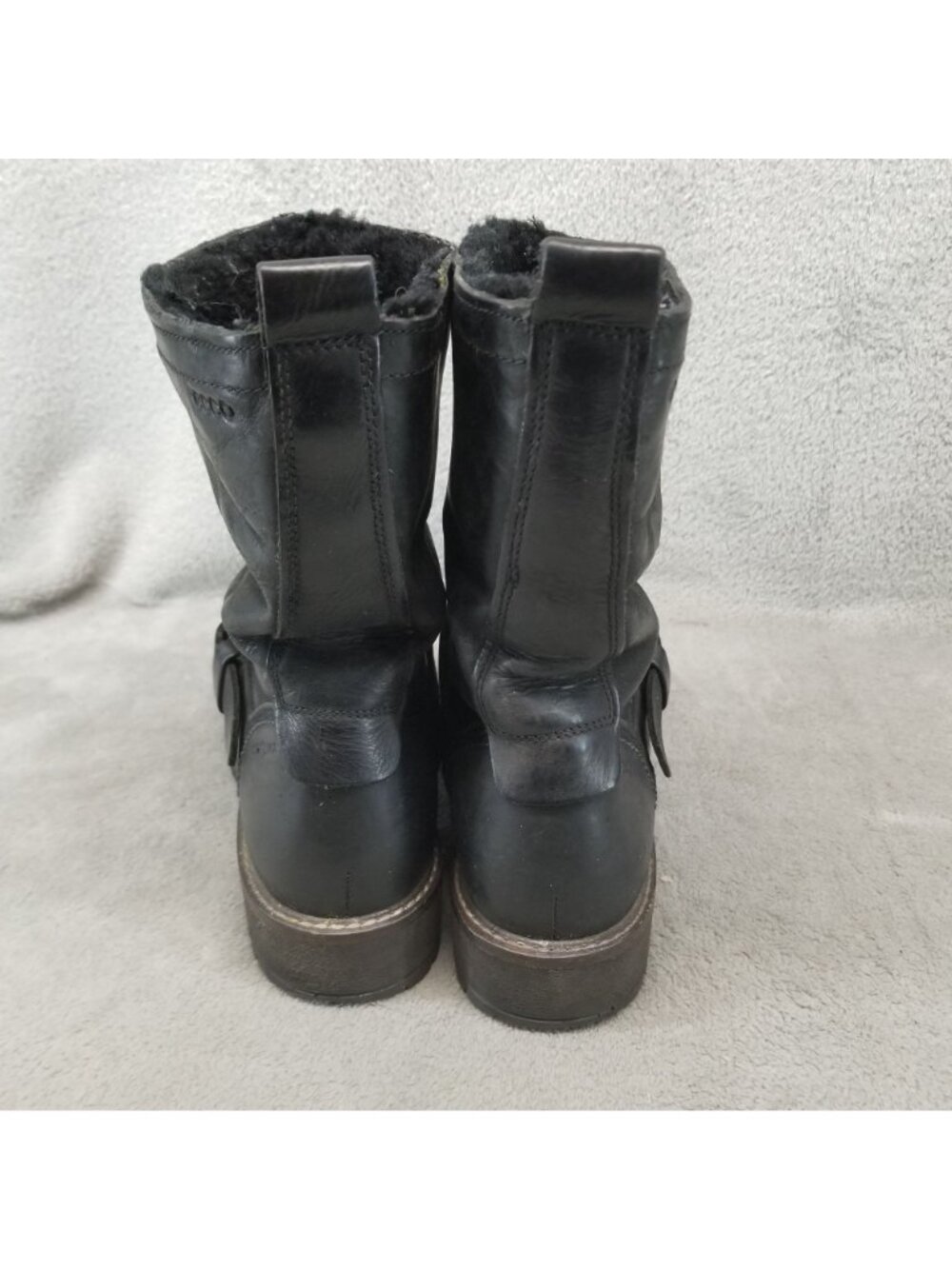 Ecco Shoes Womens Size EU 38 US 7.5 Elaine Black Pull On Biker Boots *Read* - Picture 10 of 16